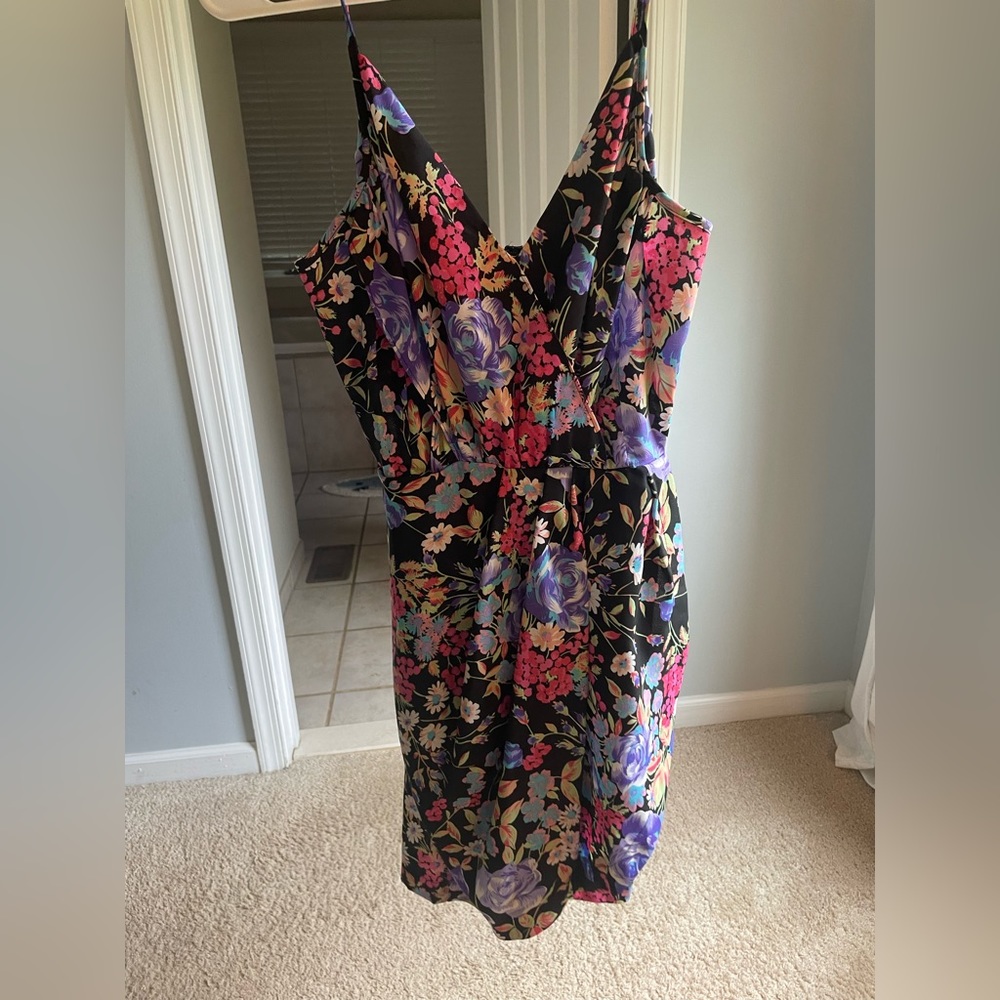 Yumi Kim XS black floral dress with adjustable straps